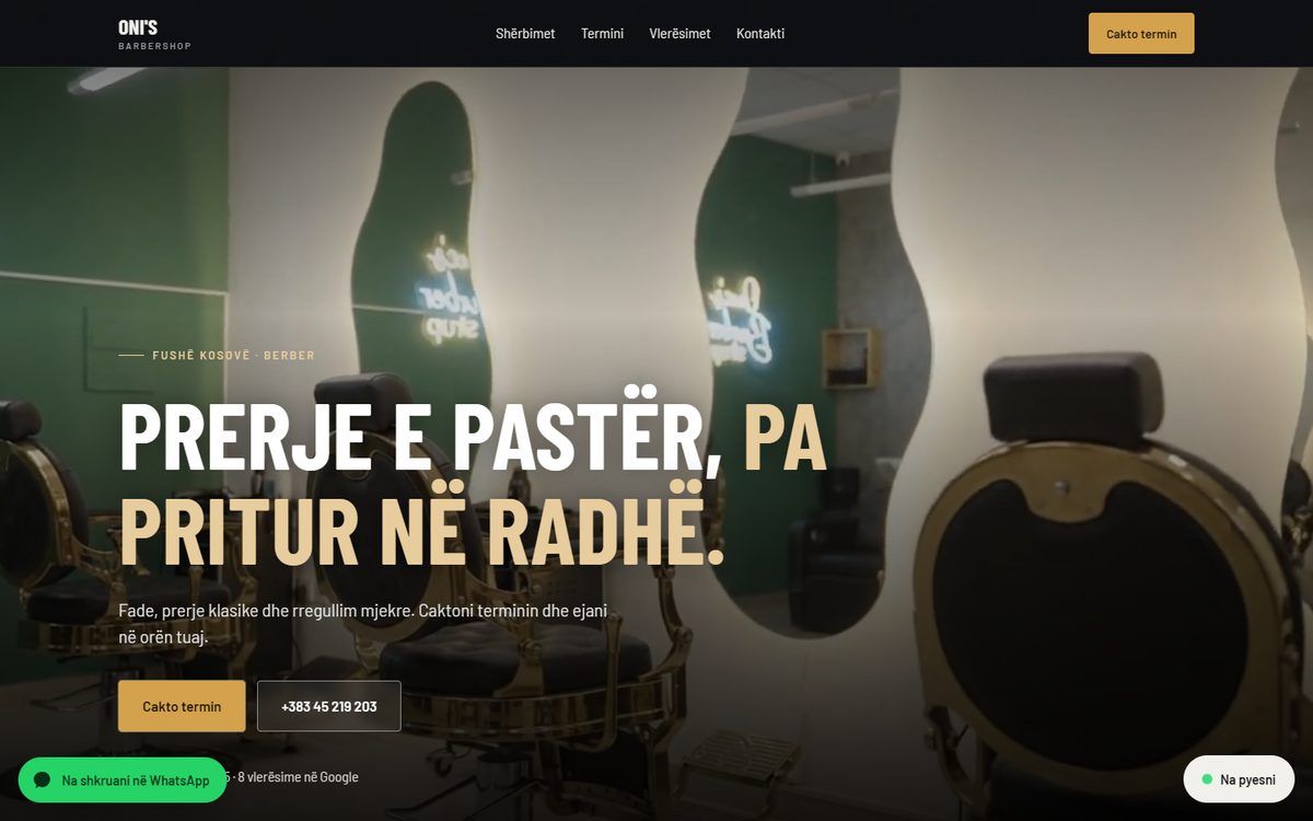Berber web sitesi tasarım örneği, bilgisayar görünümü