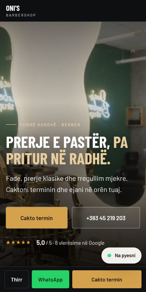 Berber web sitesi tasarım örneği, telefon görünümü