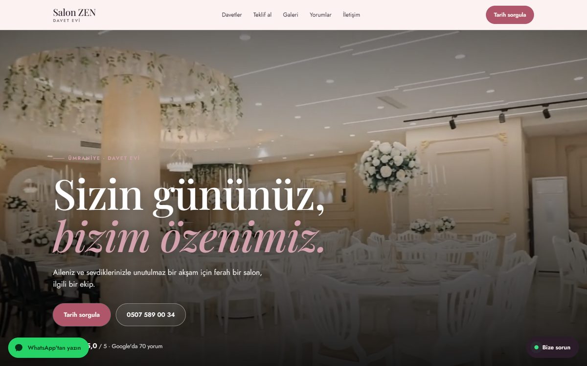 Salon ZEN web sitesi, bilgisayar görünümü